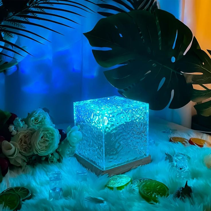 Projector Lights Ocean Wave, Romantic LED Light Crystal Table Lamp for Bedroom Decor