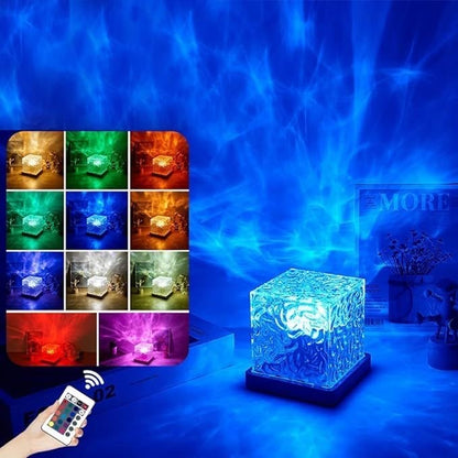 Projector Lights Ocean Wave, Romantic LED Light Crystal Table Lamp for Bedroom Decor